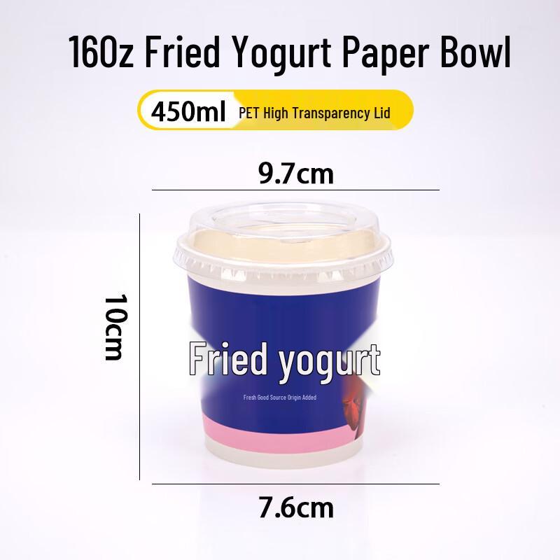 Disposable Fried Yogurt Paper Bowl with Lid