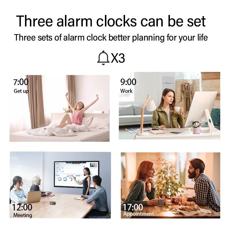 Cargador Inalámbrico de 15W Reloj Despertador con Hora Luz Nocturna LED Termómetro Cargadores para Teléfonos Auriculares Estación Dock de Carga Rápida Para iPhone