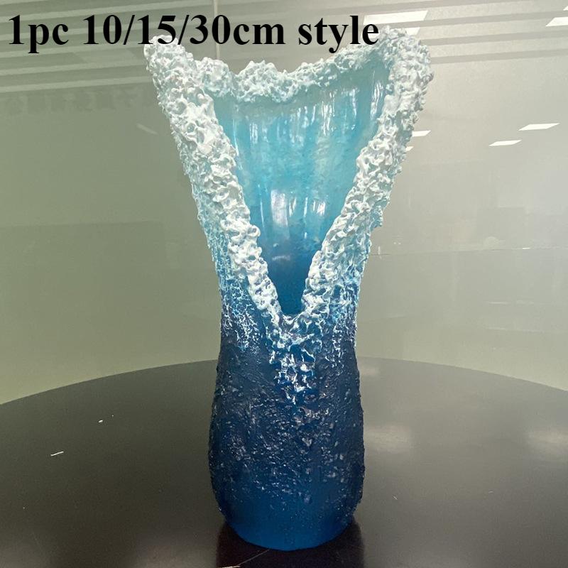 

1 шт. Ваза «Морская волна», креативные поделки из смолы, уникальные художественные украшения 1pc 10cm size синий