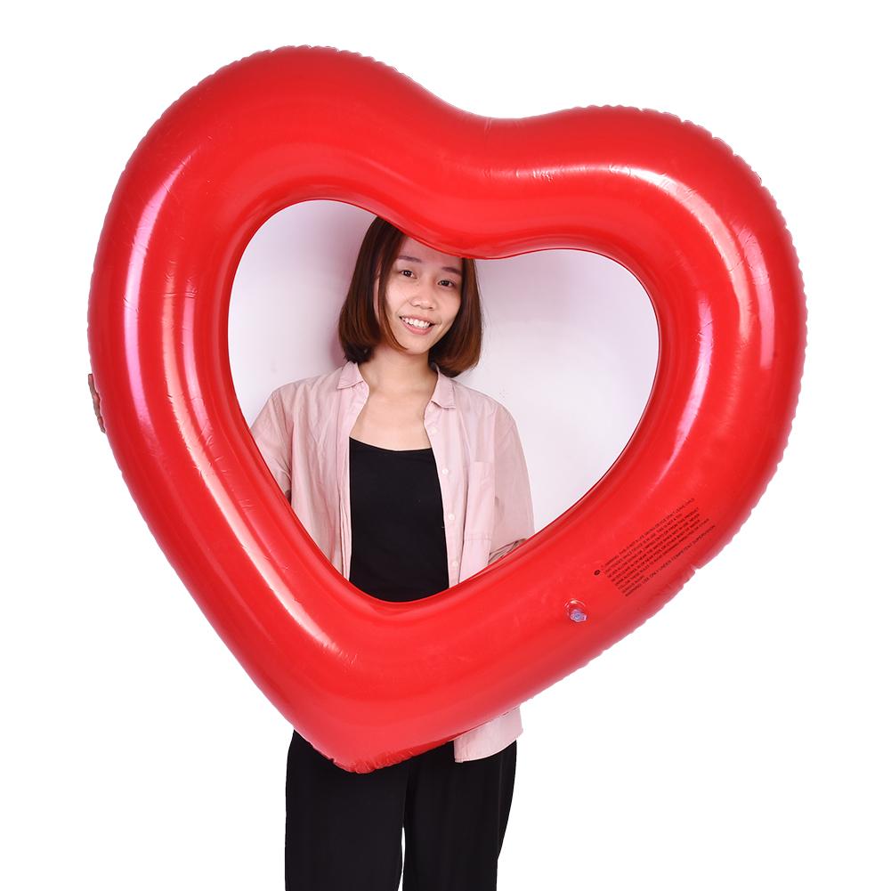 Lovely Heart Shaped Inflatable Swim Swimming Pool Float Ring Toy for Kids Adults(Red)