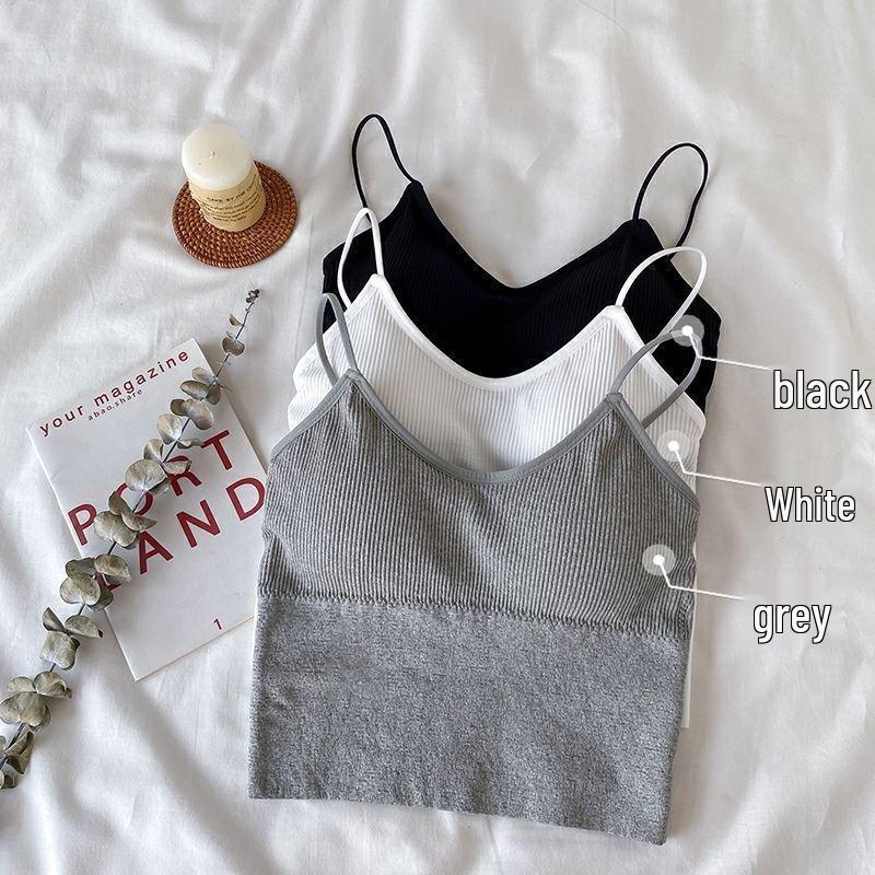 Hot-Selling Ribbed Little Bear Camisole with Chest Pads – Stylish Sports Tank Top