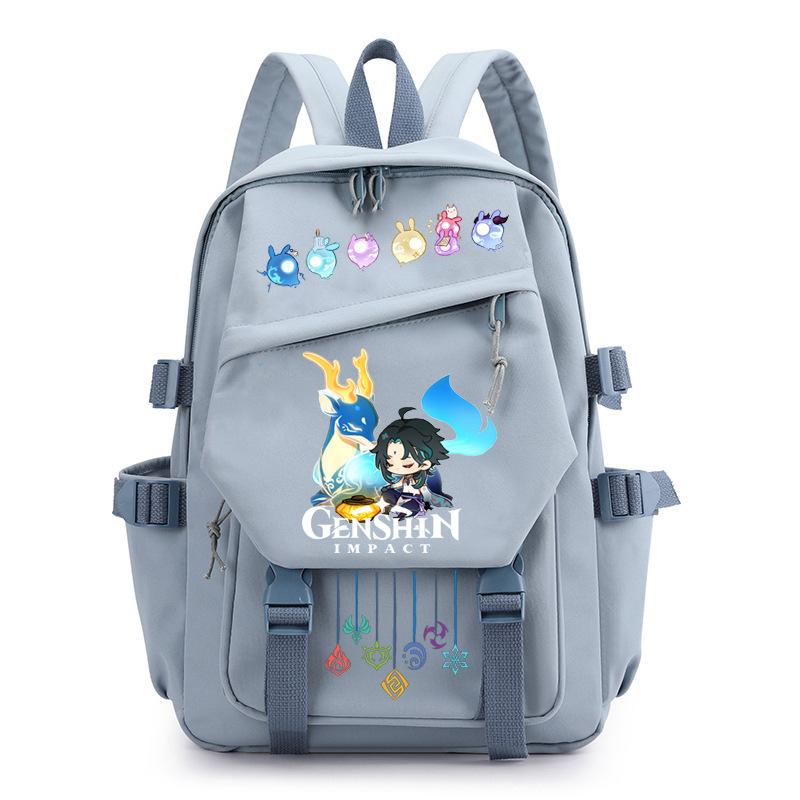 Mochila Escolar Estudante Viagem Caderno Presente para Crianças Bolsa Genshin Impact