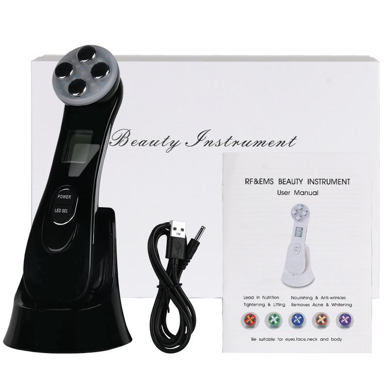 4-Color LED Beauty Device for Home Use: Handheld Facial Skin Rejuvenation and Essence Absorption.