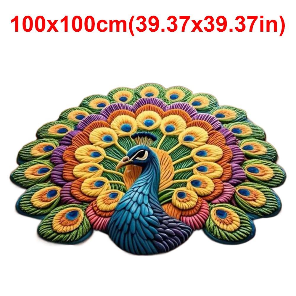 Special-shaped Peacock Carpet Soft Bathroom Floor Mat for Living Room Tea Table Bedside