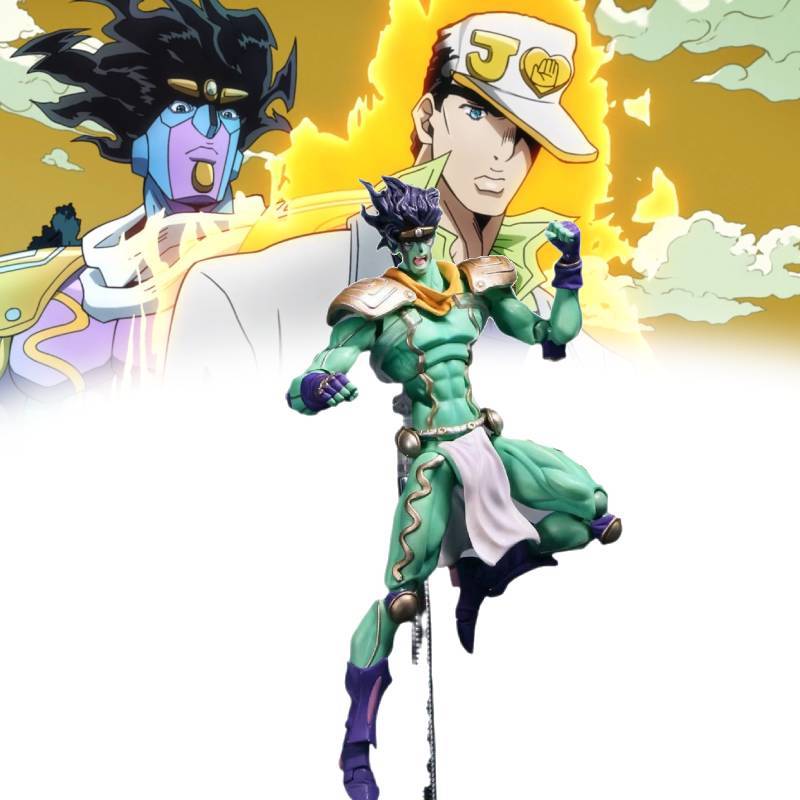 Jojos Bizarre Adventure Kujo Jotaro Figure Pvc White Platinum Star With Articulated Limbs For Fans