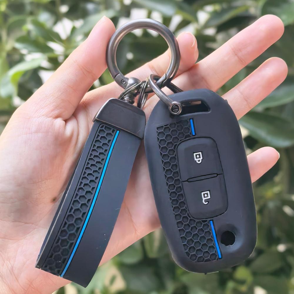 Key Shell Cover for Renault Kwid Trafic Clio Kadjar Captur Arkana Sandero with Keychain Anti-Scratch Guard Shockproof Protection Soft Grip Texture