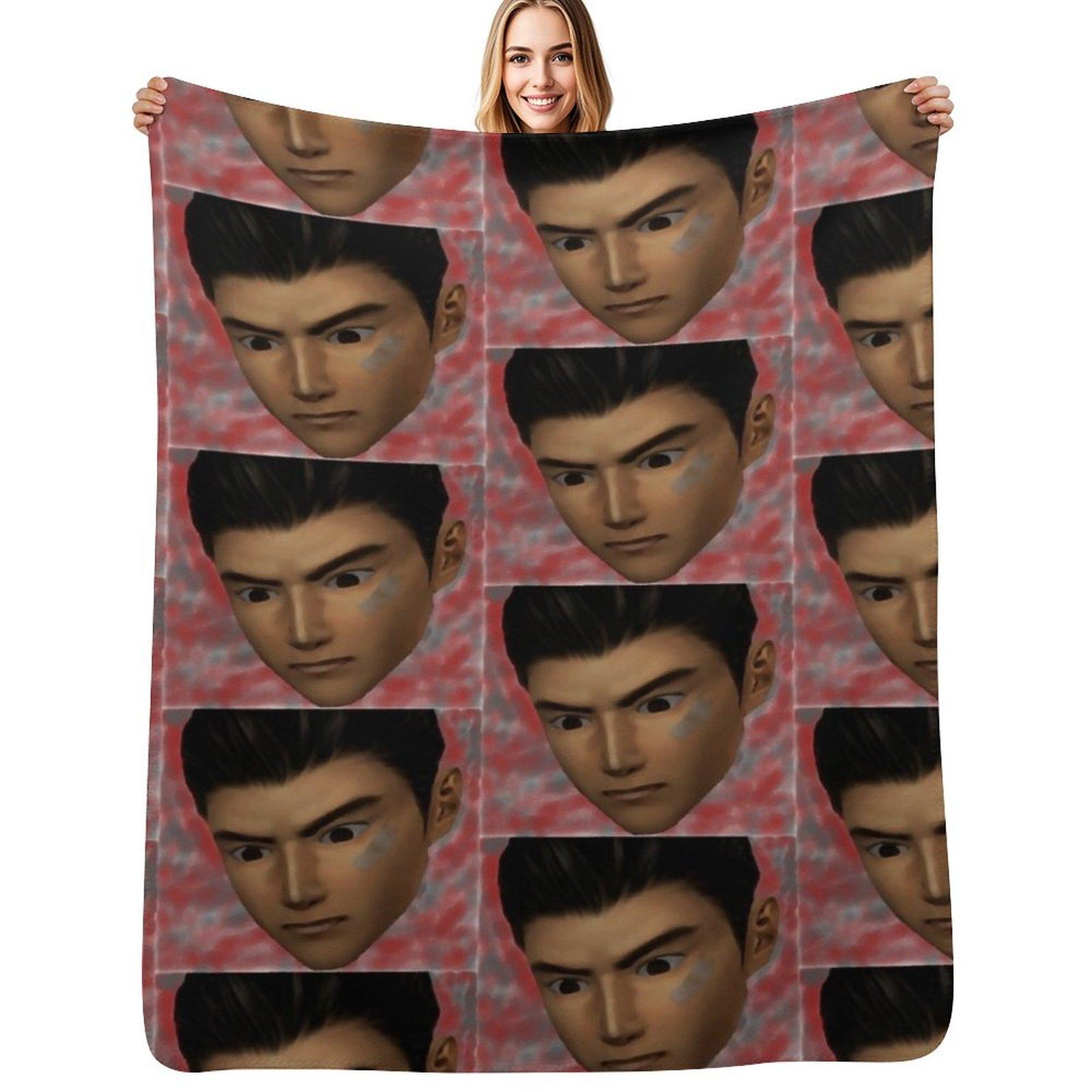 Shenmue Ryo Crazy Eyes Oil Painting Throw Blanket Cozy Napping Blanket Gift for Mom Dad 102x76cm(40x30in)