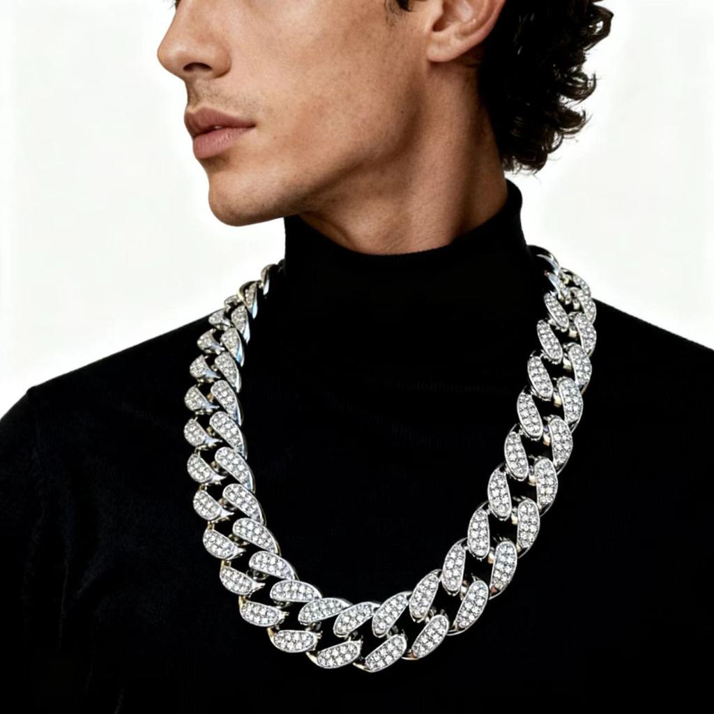 Hip Hop 30Mm Cuban Chain High-End Men'S Necklace Domineering Cuban Necklace Men
