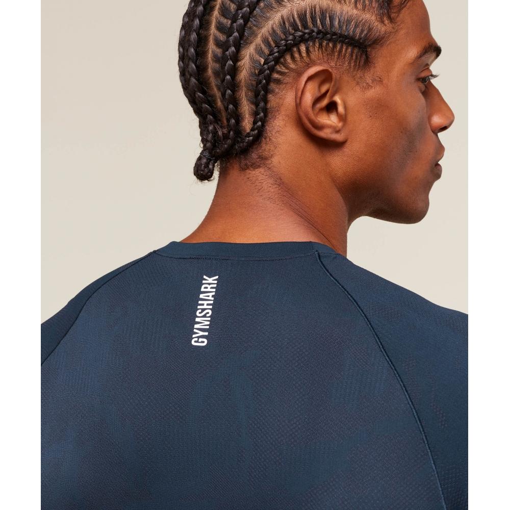 Gymshark Geo Seamless T shirT Navy Heavy Blue A5a2d Udc9