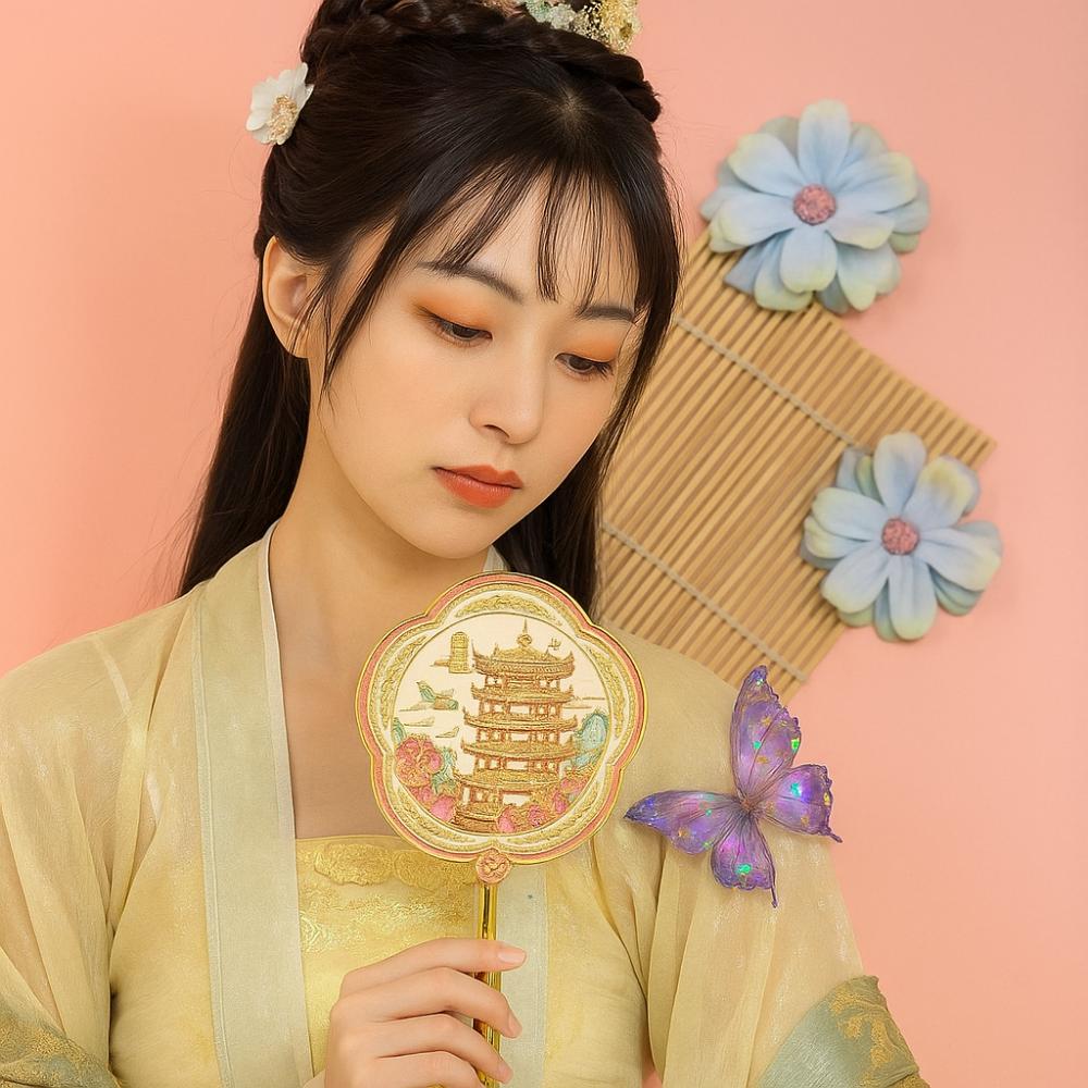 Portable Handheld Makeup Mirror Round Travel Makeup Mirror Exquisite Ancient Style Mirror Travel