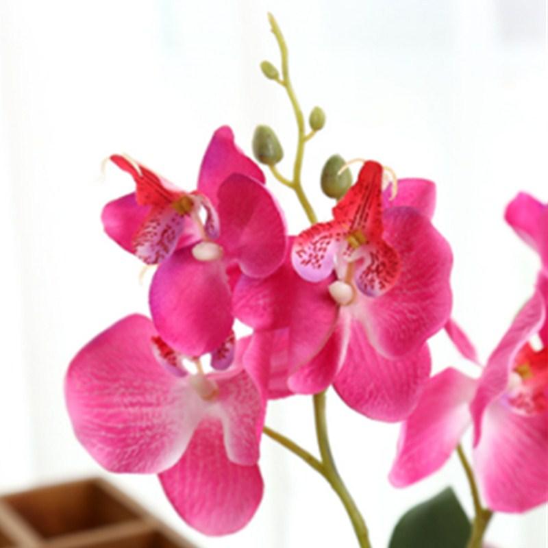 Fork Butterfly Orchid Bonsai Artificial Flower White Flowerpot Set Home Wedding Party Decoration