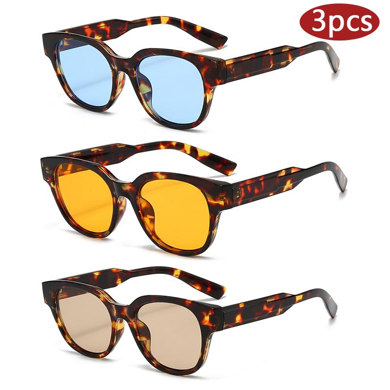 

3 шт. Новые круглые разноцветные солнцезащитные очки для летнего отдыха на открытом воздухе, легкие солнцезащитные очки, популярные для путешествий и вождения, защита от УФ-излучения UV400.