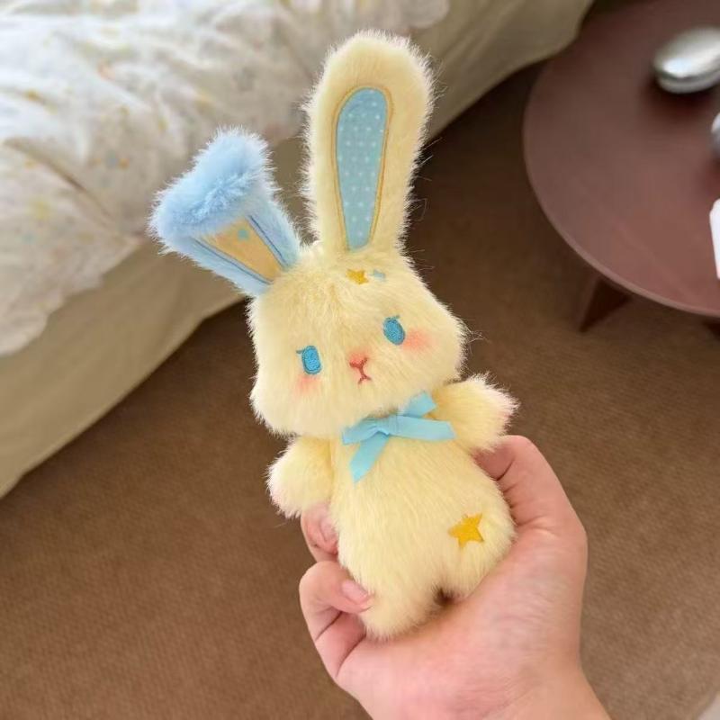 Cute Soft Fluffy Plush Rabbit Keychain With Lovely Bow Decor For Backpack Charms Girls Birthday Gifts