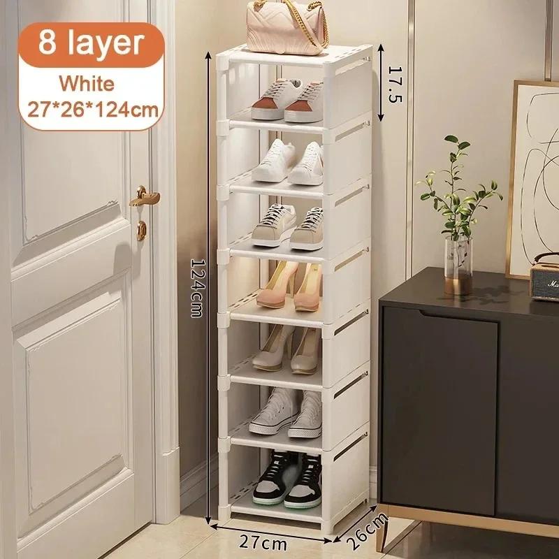 Stackable Multilayer Shoe Rack Narrow Shape Sneakers Shoe Storage Save Space Doorway Corner Shoe Rack Large Capacity Shoe Stand