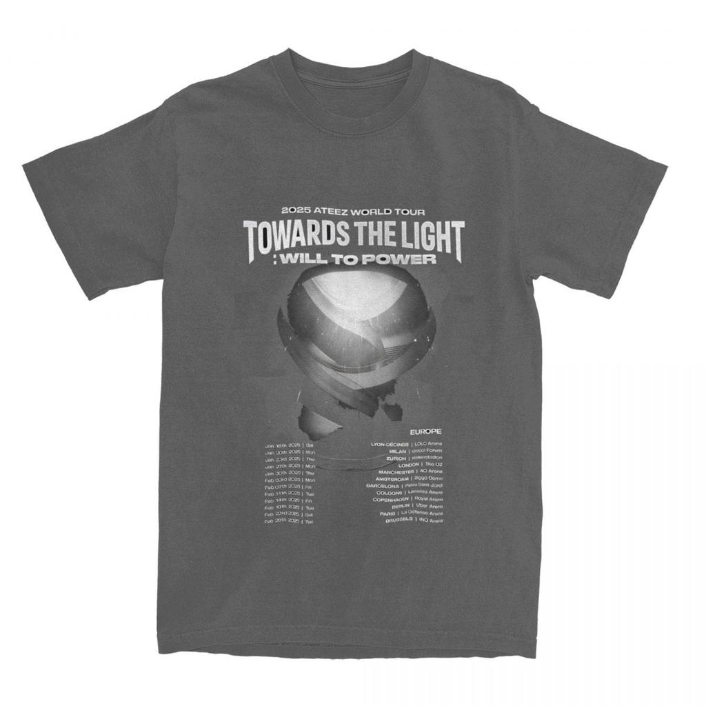 Korean Kpop 2025 Ateez World Tour Towards The Light: Will To Power T Shirts Short Sleeve 100% Cotton Crew Neck 5XL 6XL Top Tees