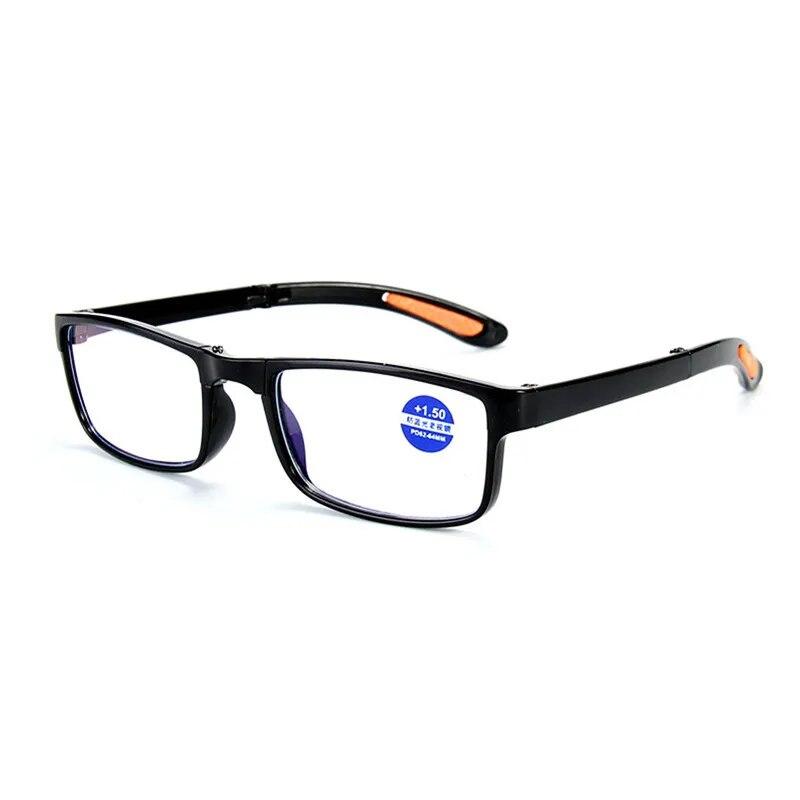 Gafas de lectura plegables TR90 para hombre, gafas antiluz azul plegables para ordenador, gafas portátiles para miopía con estuche + 1,0 a + 4,0