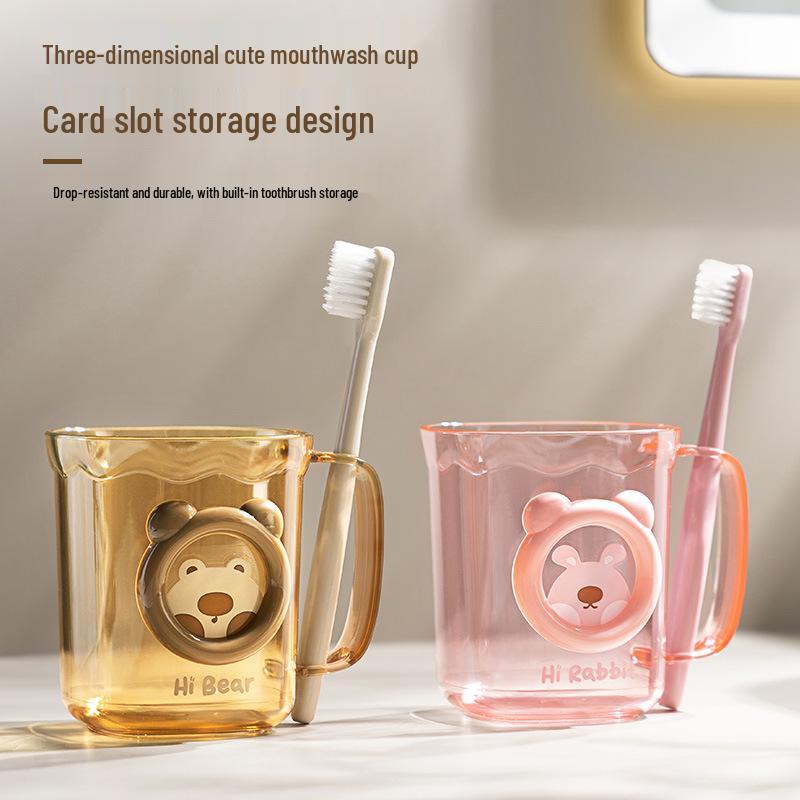 Mouthwash & Toothbrush Holder Couple Set - Transparent Tooth Mug