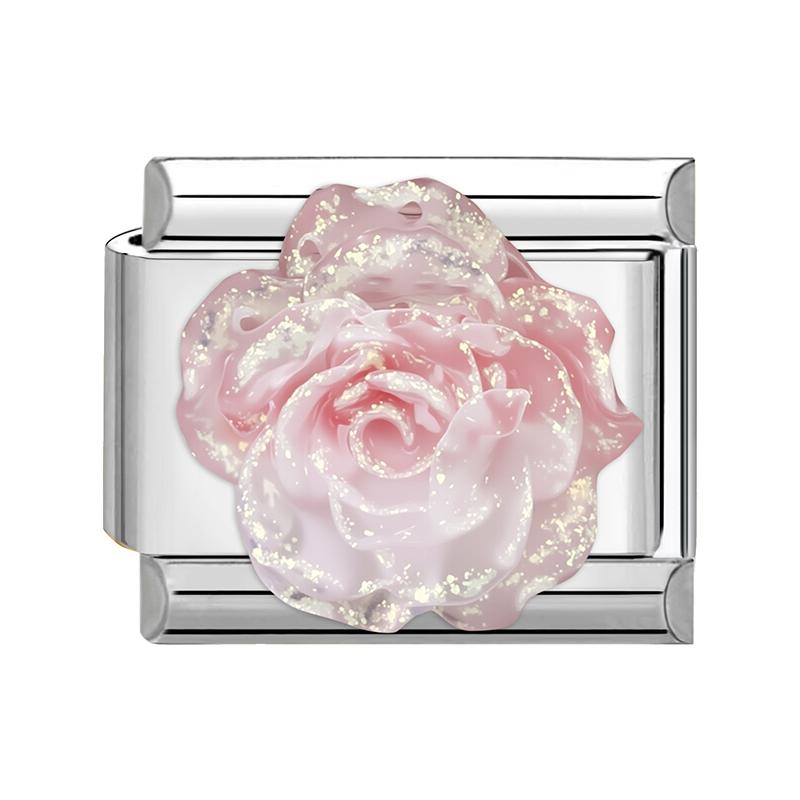 Colorful Crystal Candy Love Rose Flower Tulip Butterfly Fit 9mm Italian Charms Bracelet Stainless Steel Jewelry DIY Making Gifts