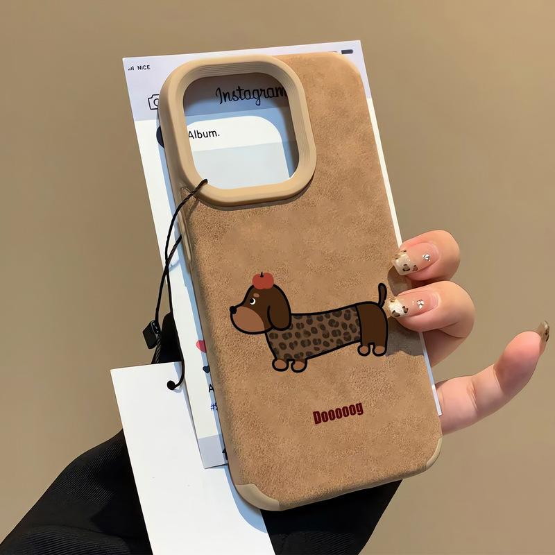 Cute Leopard Striped Dachshund for IPhone14 Mobile Phone Case Xr for Apple 16promax Cartoon 15/13