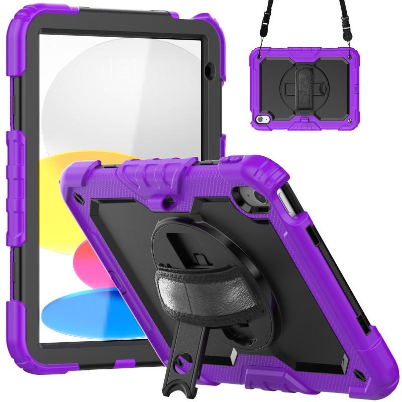Silicone Full Cover Rotating Strap Case IPad 10th Gen 10.9 Inch Air 4/5 10.2 Color Block Design With Cushion