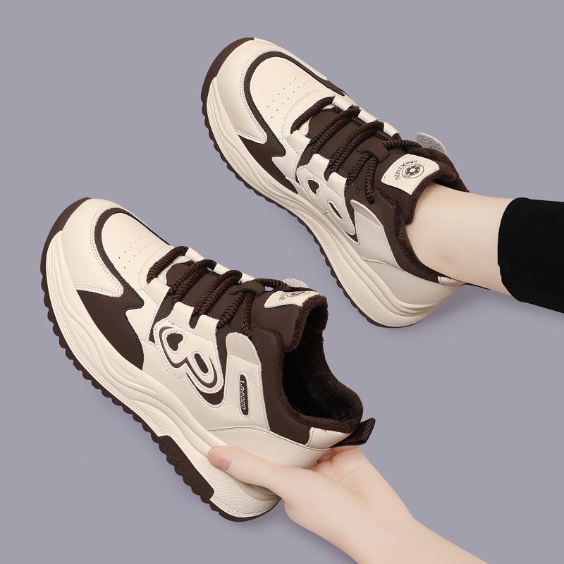 Thick-soled heightening dad shoes women s velvet versatile casual sports shoes soft-soled women s travel shoes 34