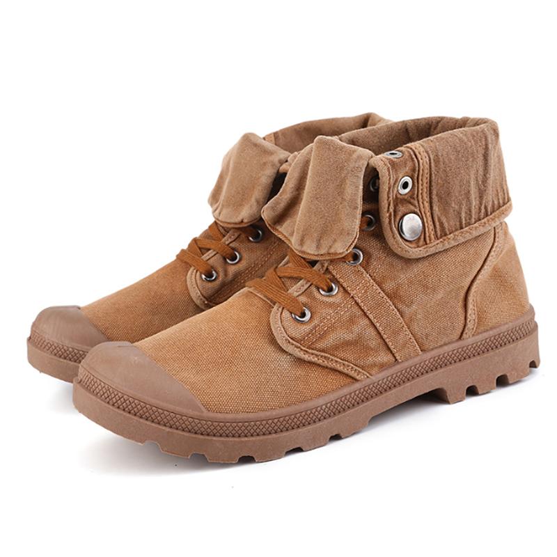 High Top Braune Canvas-Schuhe mit Schnürung und Plateau Paladin Cuffed Martin Schuhe Herren Damen Vulkanisierte Casual Walking Sneaker