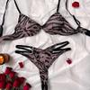 Sexy Women Underwear Set Europe Ultra Thin Zebra-stripe Brassiere Hollow Temptation Classic Bandage Underwire Push Up Bra Set
