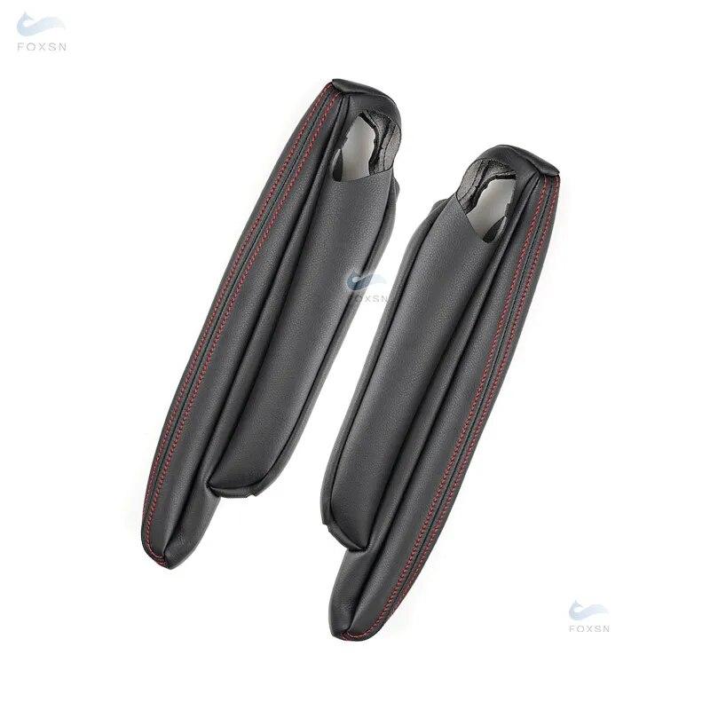 For Land Rover Freelander 2 2007 -2012 2013 2014 2015 2pcs Car Side Seat Armrest Handle Leather Cover Protect Black-red Line