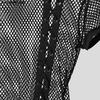 INCERUN Men O Neck Short Sleeve Side Bandage Mesh Sheer Fitted Cropped T-shirts
