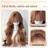 Champagne Color Long Curly Wig with Air Bangs - Korean Style for Women