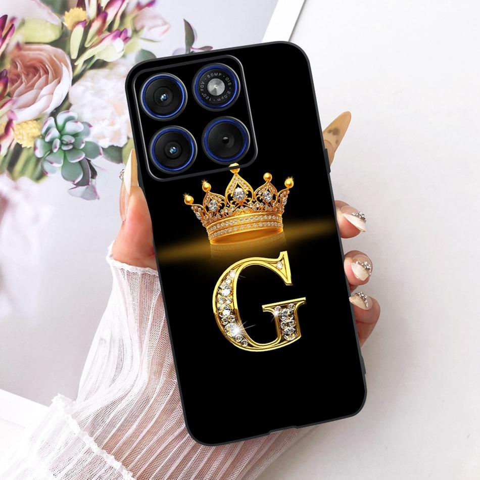 For Motorola Edge 70 Fashion Crown Letter Phone Case For Motorola Moto X70 Air Edge70 5G XT2601-2 Black Silicone Soft Cases