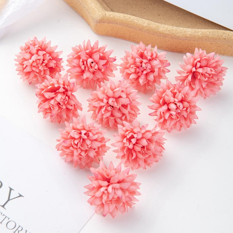 10/50Pcs pink Silk Carnation Artificial Flowers Scrapbook Bridal Accessories Diy Wedding Rose Arch Christmas Wreaths Home Decor