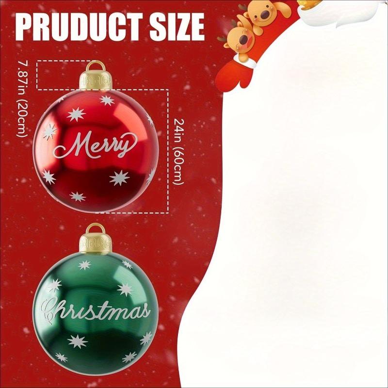 2pcs 60cm Inflatable Christmas Balls Outdoor Yard Large PVC Inflatable Balls Set XMAS Ornaments Christmas Party Decorations 2025