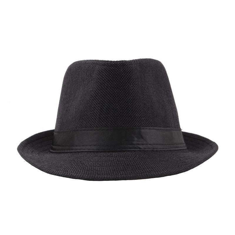 Men's Summer Straw Fedora Sun Hat - Outdoor Sunshade Beach Bowler Hat