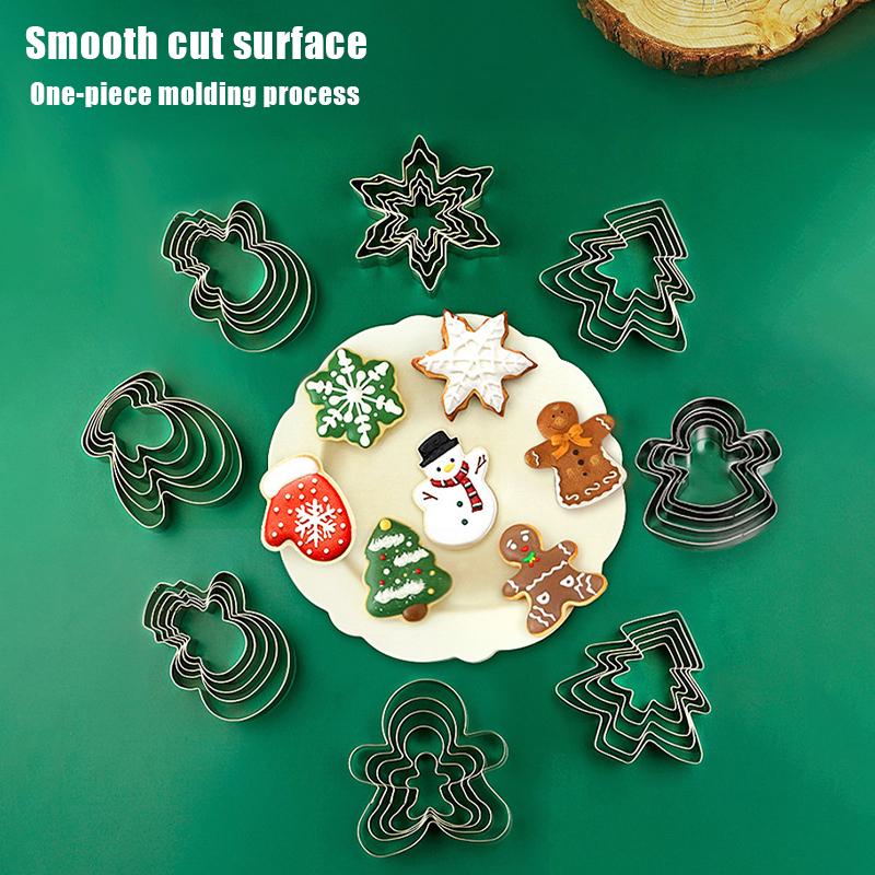 Stainless Steel Christmas Cookie Molds Snowflake Christmas Tree Gingerbread Man Cookie Molds Diy Baking Cookie Molds
