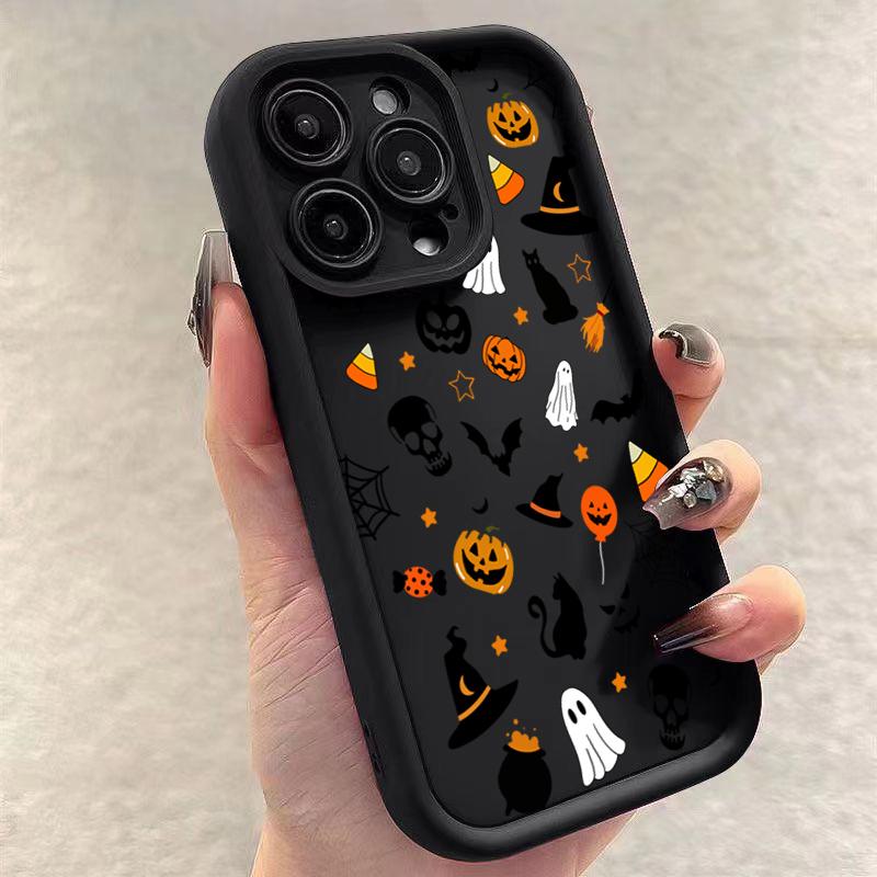 Luxus Glückliches Halloween Geist Weiche Handyhülle Für IPhone 16 Pro Max 14 13 12 11 15 Pro 15 16 Plus XR XS Max Anti-Fall Rückseitenhüllen