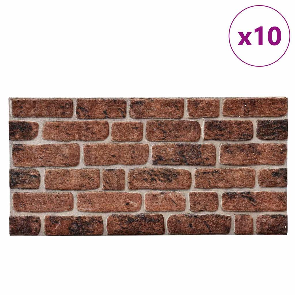 Wall Panels 10 Pcs Brown Brick Pattern 100 X 50 Cm EPS Foam