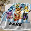 Custom Name Blanket Eeveelutions Moonlit Flannel blankets Patterns Throw Blanket All-Season Soft Gift for Couch, Bed, Camping Birthday gifts