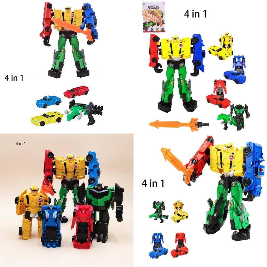 Four-in-one Transforming Toy Set Robot Car Dinosaur And Vehicle Plastic Material