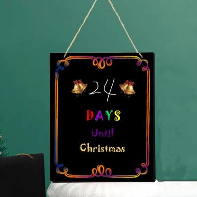 Mit Loch zum Aufhängen, stabile, lichtbeständige Weihnachts-Countdown-Kreidetafel-Dekoration zum Aufhängen