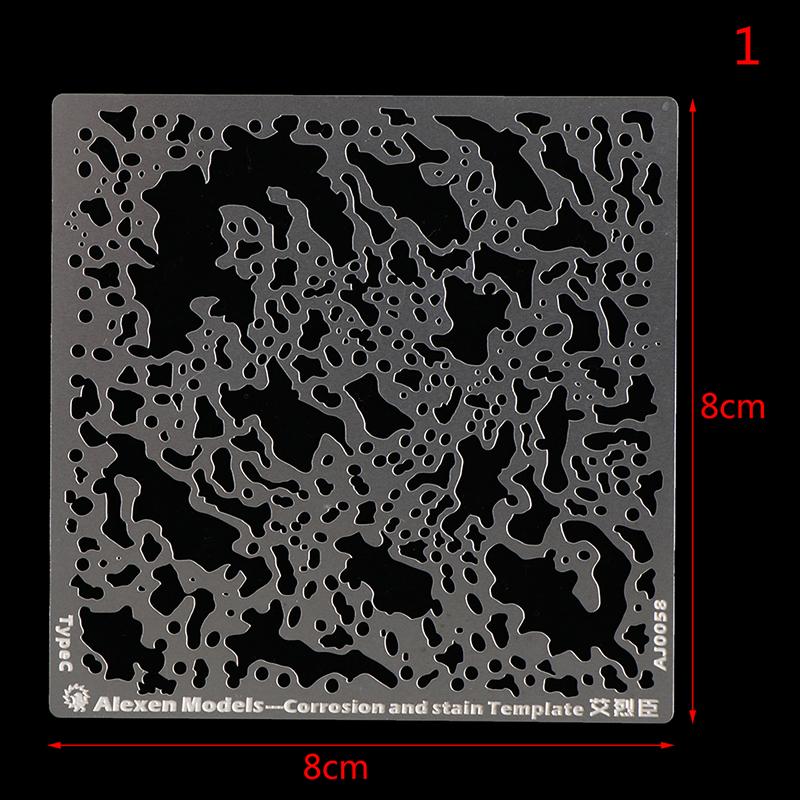 

Шаблон трафарета для нанесения пятен от коррозии, инструменты для распыления на пластину с утечкой для военной модели as the picture