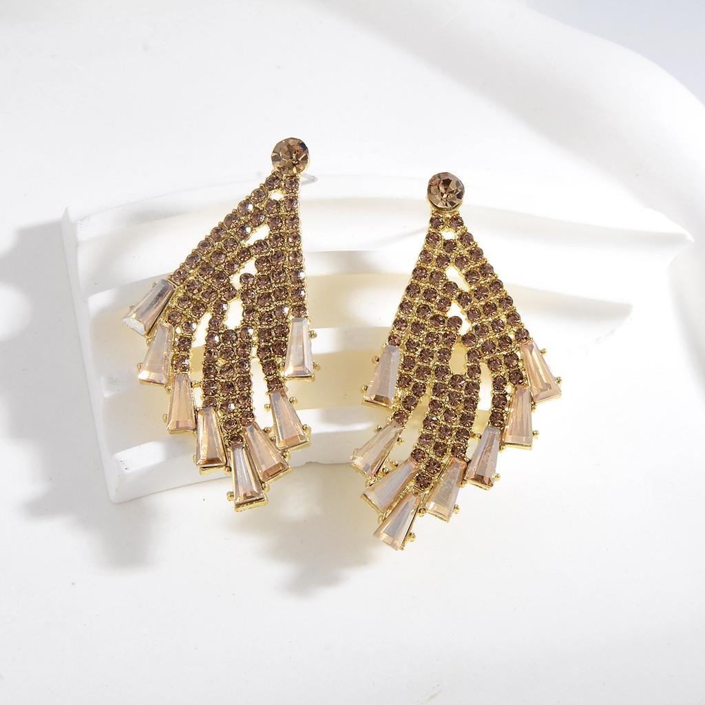 Earrings Jewelry Exaggerated Full Rhinestone Tassel For Women Summer