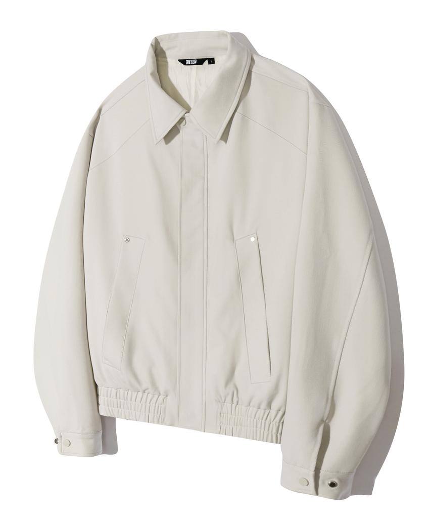 Trillion Twill Rivet Blouson Zip-Up Jacket (Cream)
