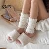 Fuzzy Knee High Socks Thickened Thermal Sleeve for Women, Winter Warm Coral Fleece Leg Warmers, Breathable Soft Fluffy Bed Pads Skiing Cycling