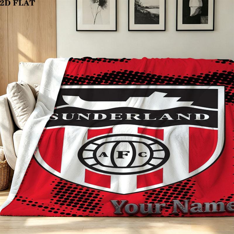 1PC Sunderland A.F Custom Name Patterned Flannel Blanket Suitable For All Seasons for Home Decor Warmth and Comfort Gifts Holiday Present