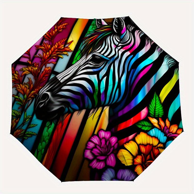 

1pc Colorful Zebra Automatic Open/Close Umbrella, Portable Folding umbrella for Everyday Use yy250826076