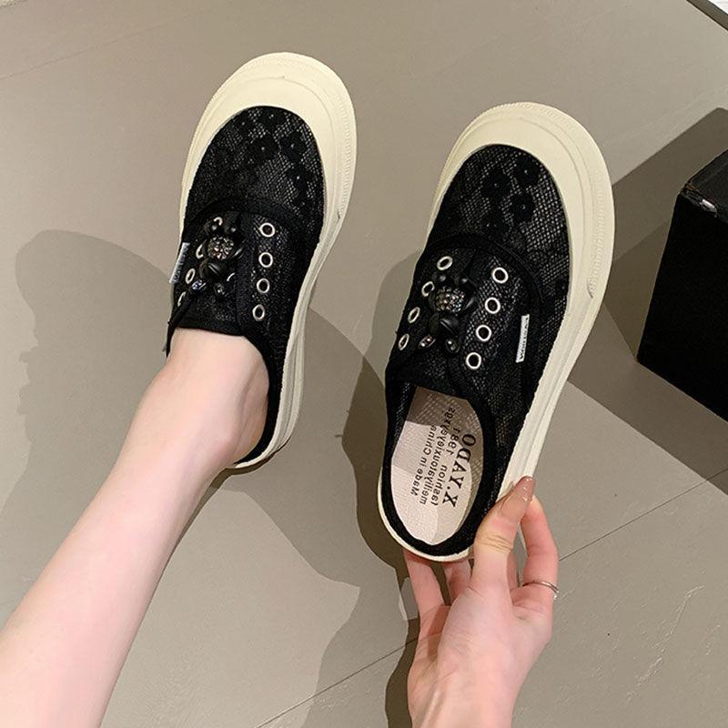 Fashion 2025 Spring New Women's Shoes Comfortable Slip On Casual Shoes Fashion Slippers Mesh Breathable Thick Bottom Summer Shoes