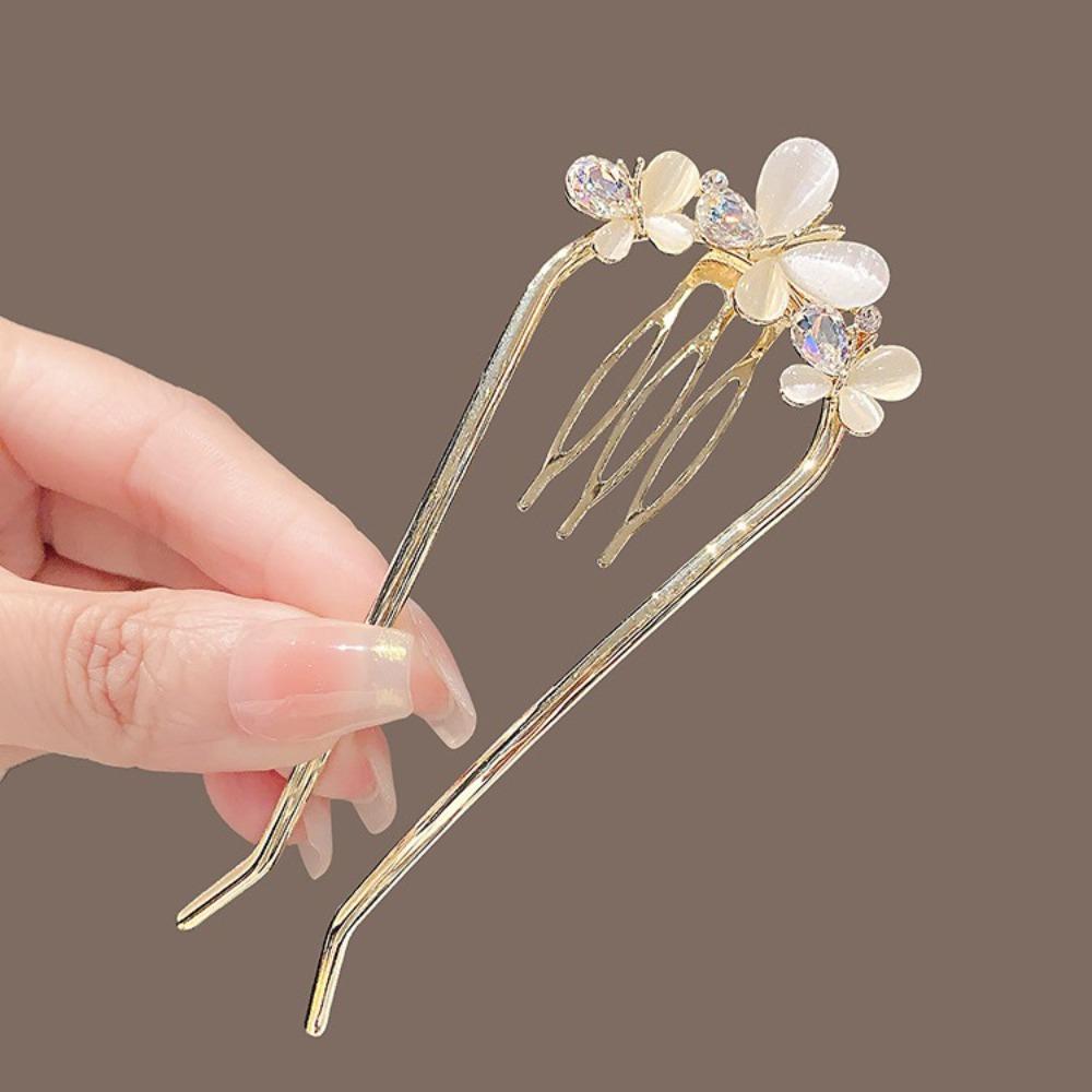 1pc Butterfly U-Shaped Hair Fork Combs Pearl Hair Sticks Hair Clip Hairpins Women Girl Hair Accessories Ornament Styling Tool