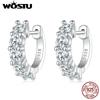 WOSTU 2.0 CT D Color VVS1 EX Moissanite 925 Silver Hoop Earrings 3.5mm Round Diamond Cut Platinum Plated Earrings