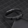 Double Layer Retro PU Leather Braided Bracelet for Men Punk Magnetic Clasp Cuff